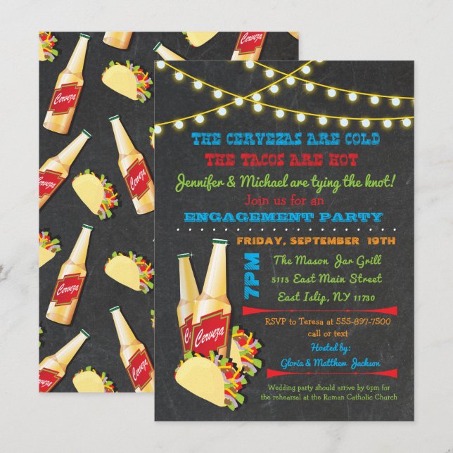Invitations de Cervezas et tacos (Devant / Derrière)