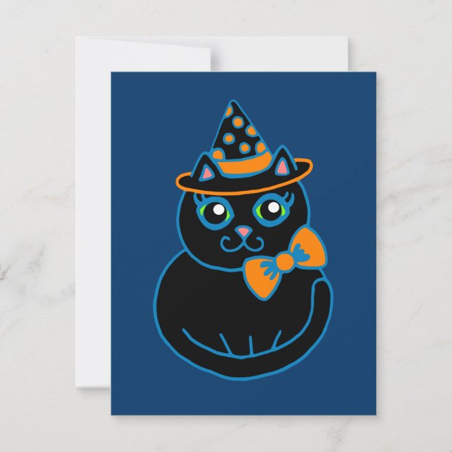 Invitations de chats d'Halloween (Devant)