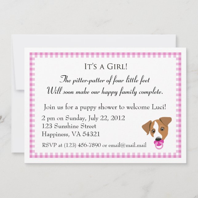 Invitations de chiots à la douche (Devant)