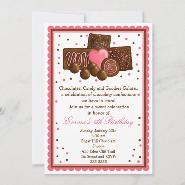 Invitations De Chocolat Sweet Shop (Devant)