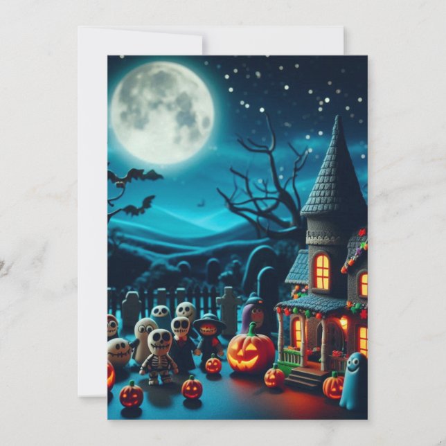 Invitations de claymation d'Halloween amusantes (Devant)