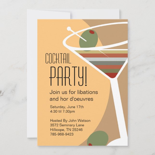 Invitations de cocktail de Martini (Devant)