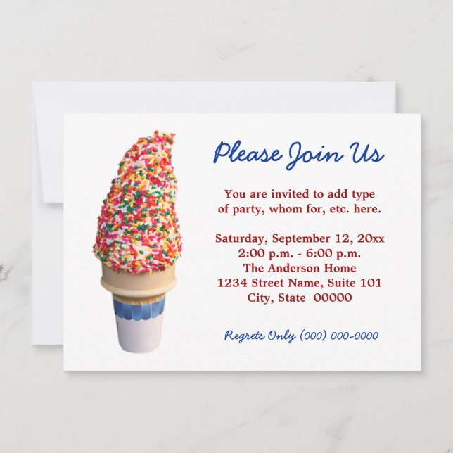 Invitations de cônes de crème glacée (Devant)