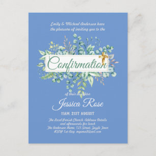 Invitations de confirmation Eucalyptus Greenery Bu