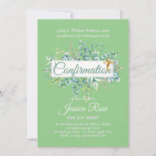 Invitations de confirmation Eucalyptus Greenery Bu