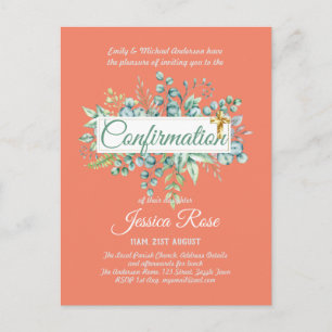 Invitations de confirmation Eucalyptus Greenery Bu