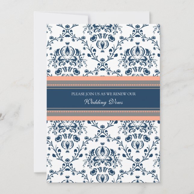 Invitations de corail bleues de renouvellement de (Devant)
