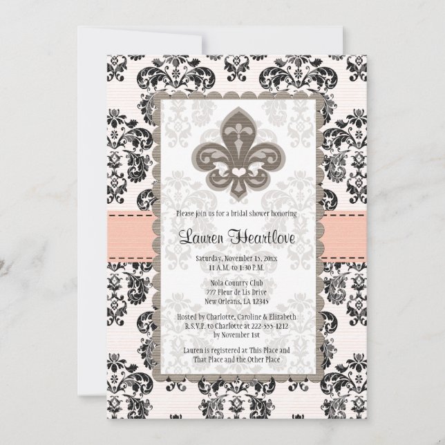 Invitations de corail de Fête de la mariée de (Devant)