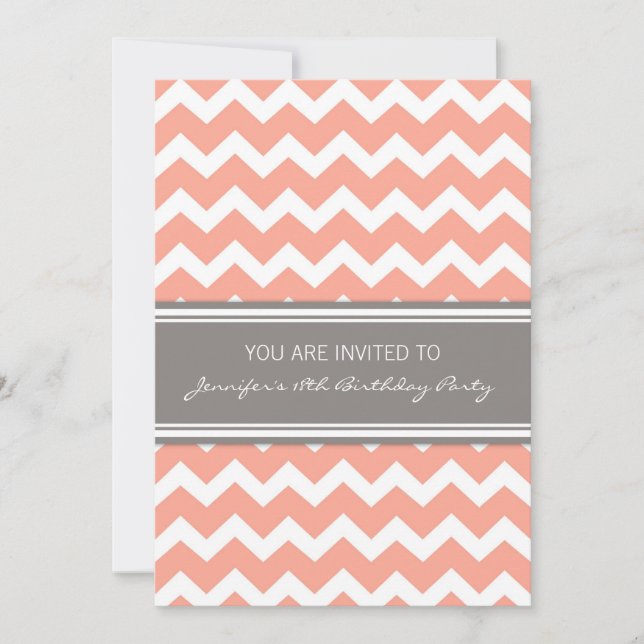 Invitations de Coral Chevron 18e anniversaire (Devant)