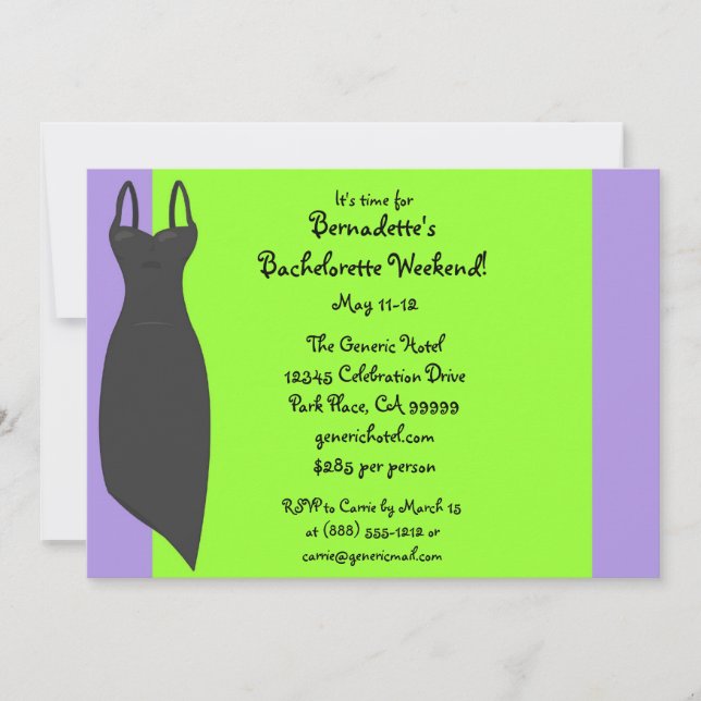 Invitations de coutume de robe de noir de week-end (Devant)