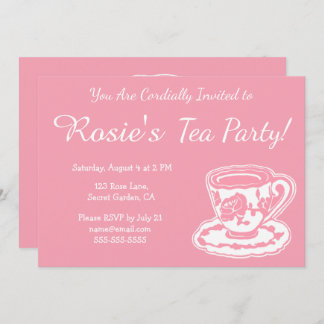 Invitations de coutume de tasse de thé de rose de