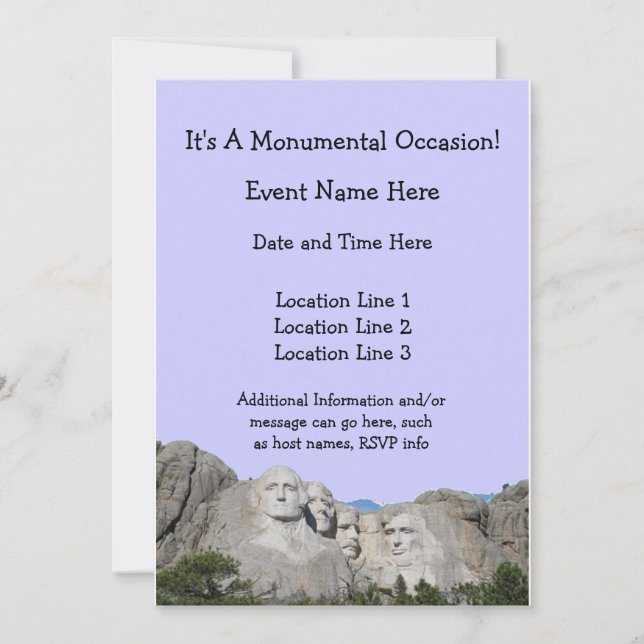 Invitations de coutume du mont Rushmore (Devant)
