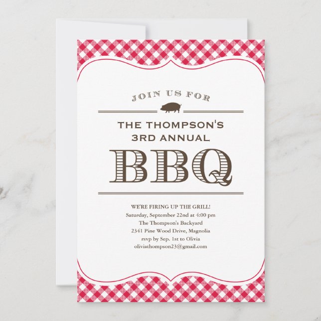Invitations de cuisine barbecue (Devant)