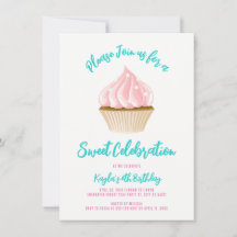 Invitations de Cupcake de fête douce