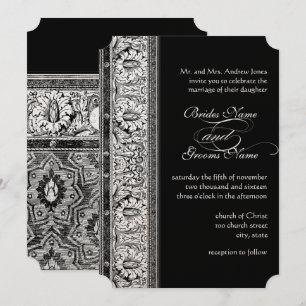 Invitations de Deco Black Mariage damassé