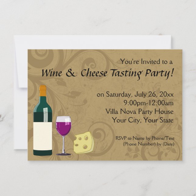 Invitations de dégustation de vin et de fromage (Devant)