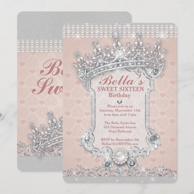 Invitations de Diamond et de Bling Party (Devant / Derrière)