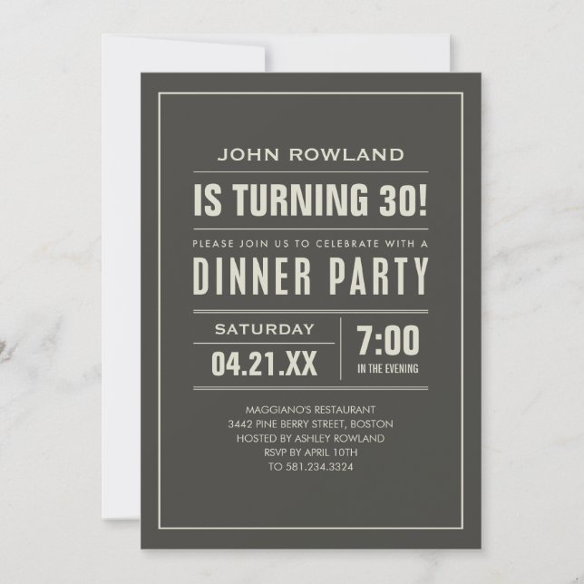 Invitations de dîner d'anniversaire (Devant)