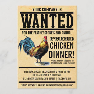 Invitations de dîner de poulet frit