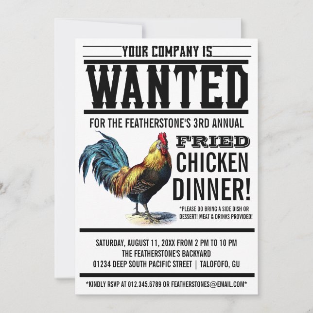 Invitations de dîner de poulet frit (Devant)