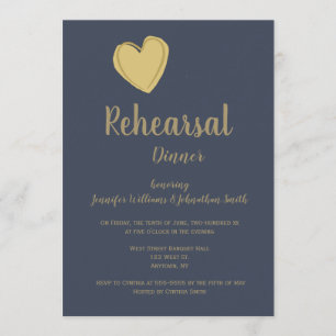 Invitations de dîner de répétition de coeur d'or
