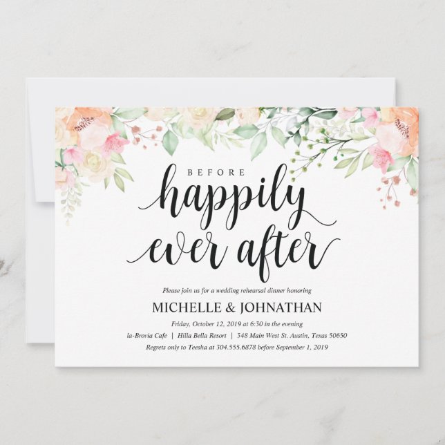 Invitations de dîner de répétition de mariage (Devant)