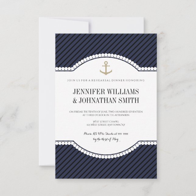 Invitations de dîner de répétition de marine (Devant)