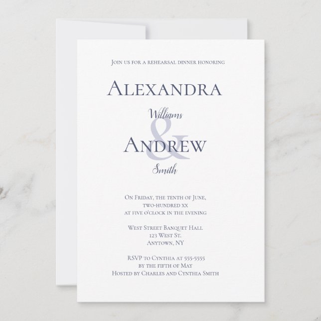 Invitations de dîner de répétition de typographie (Devant)