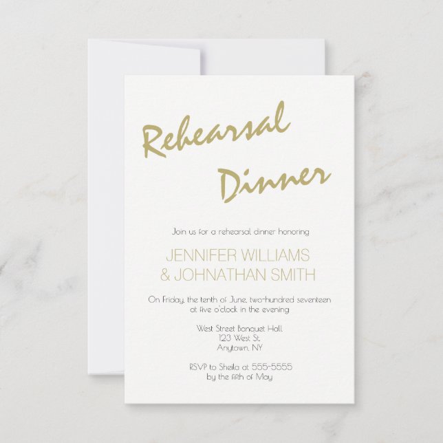 Invitations de dîner de répétition de typographie (Devant)