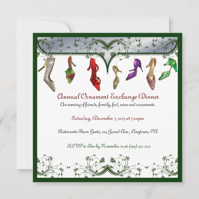 Invitations de dîner d'échange d'ornement de Noël (Devant)