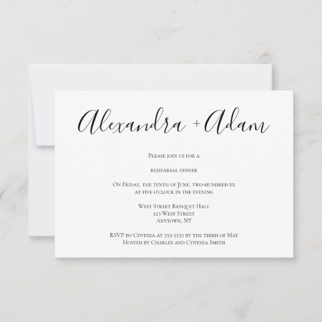 Invitations de dîner simple et moderne (Devant)