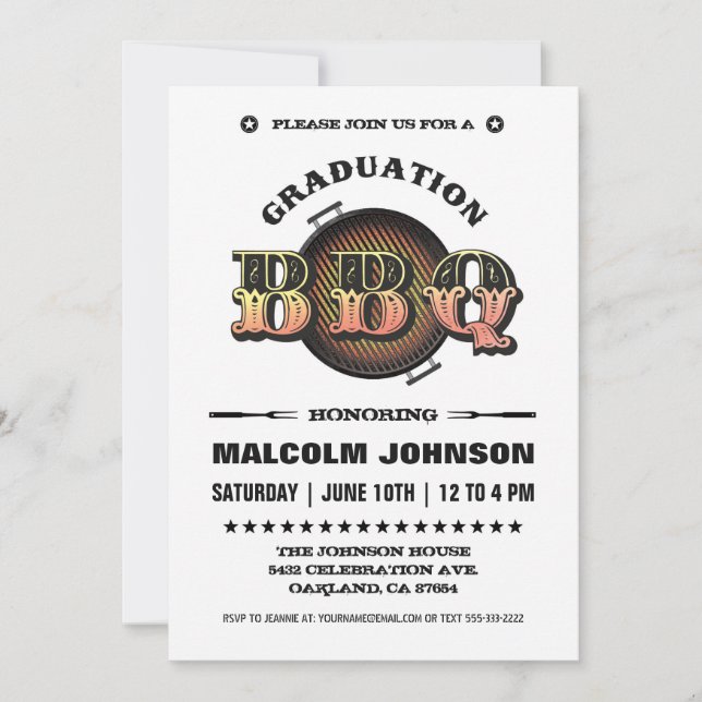 Invitations de diplômes| BBQ Party (Devant)