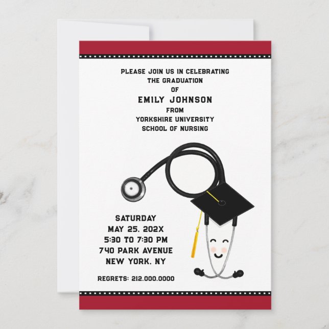 Invitations de diplômés de l'école de soins infirm (Devant)