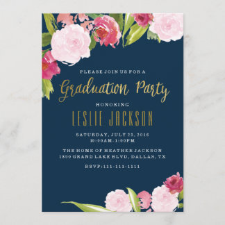 Invitations de diplômes - Diplômé - Marine & Gold