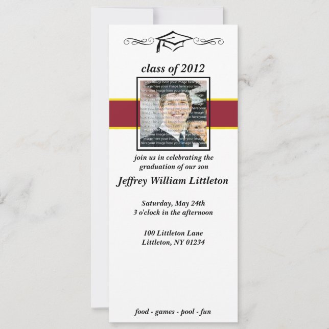 Invitations de diplômés Red & Gold School (Devant)