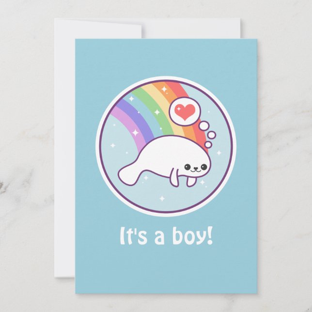 Invitations De Douche Bébé Cute Manatee (Devant)