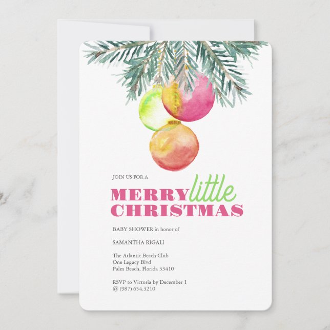 Invitations de douche bébé de Noël (Devant)
