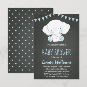 Invitations de douche bébé éléphant pour garçon