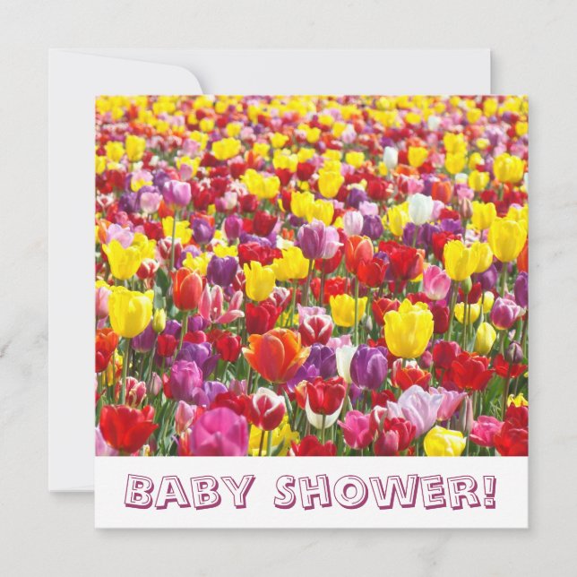 Invitations de douche bébé Fleurs de tulipe de pri (Devant)