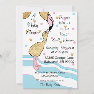Invitations de douche bébé "Mes Flamants roses" In