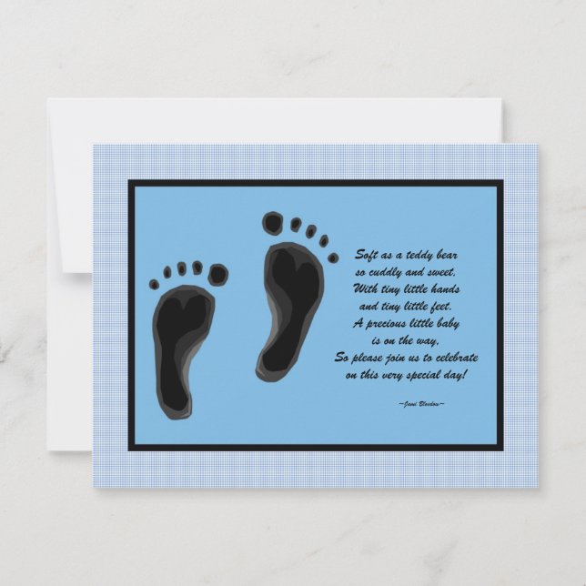 Invitations de douche bébé personnalisées Pieds bé (Devant)