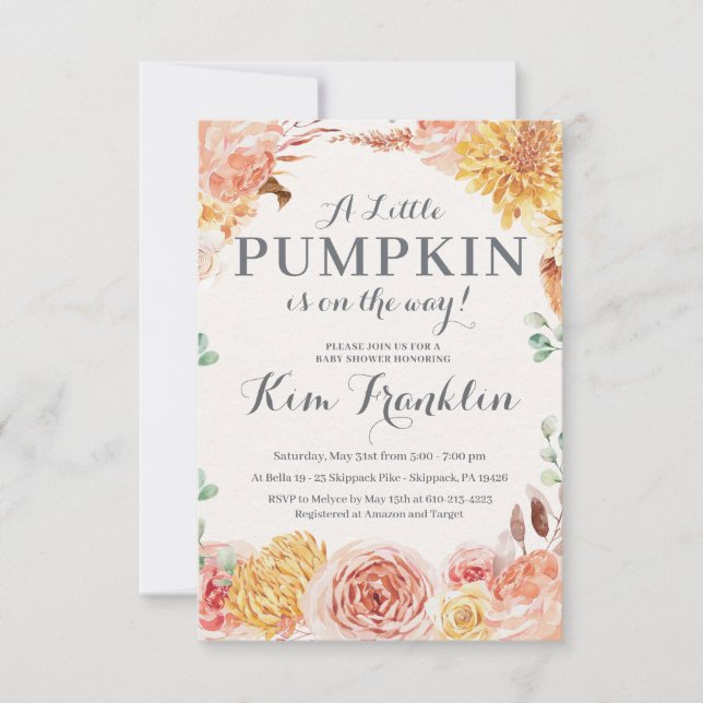 INVITATIONS DE DOUCHE BÉBÉ PETIT CITROUILLE (Devant)