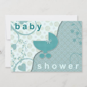 Invitations de douche bébé Soft Turquoise garçon o