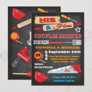 Invitations de douche Chalkboard pour ses couples 