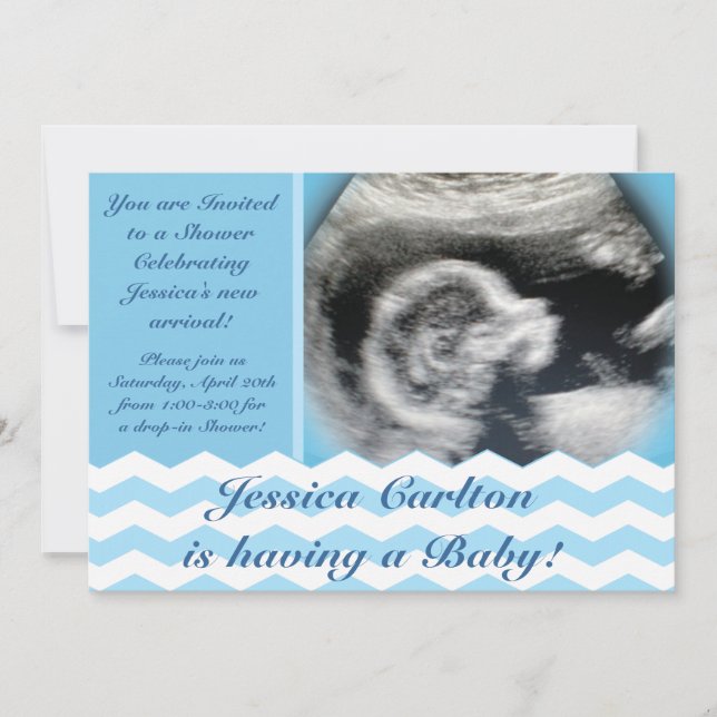 Invitations de douche de bébé de motif de Chevron (Devant)