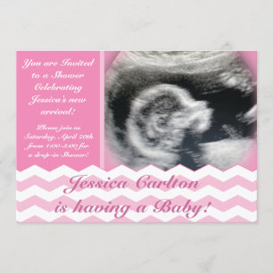 Invitations de douche de bébé de motif de Chevron