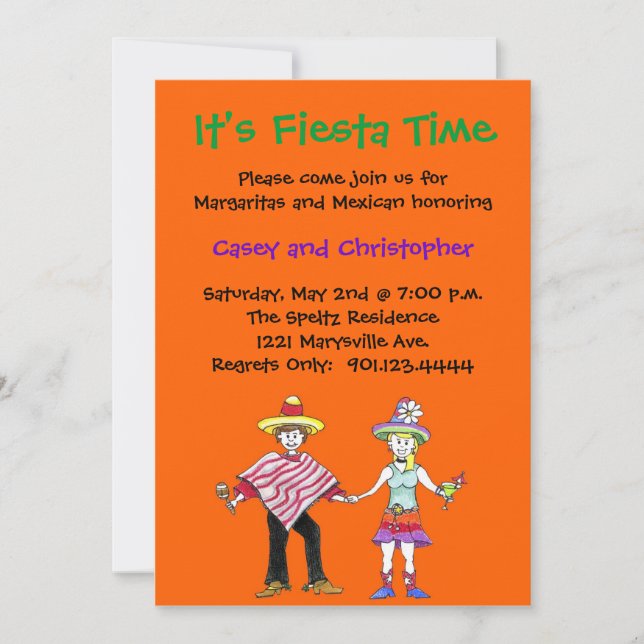 Invitations de douche de couples de fiesta (Devant)