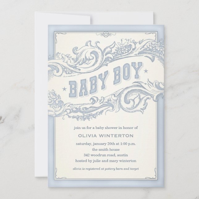 Invitations de douche de cowboy de bébé (Devant)