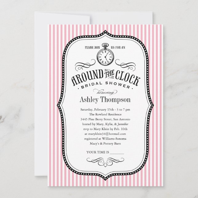Invitations De Douche De L'Horloge (Devant)
