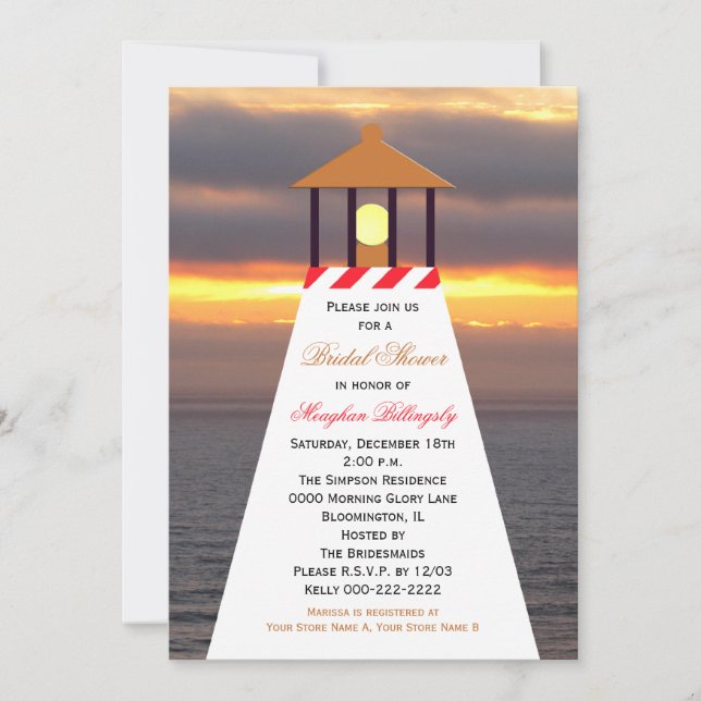 Invitations de douche nautique - Phare (Devant)